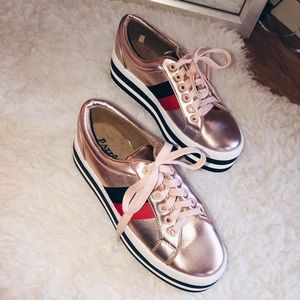 Rose-gold platform sneakers